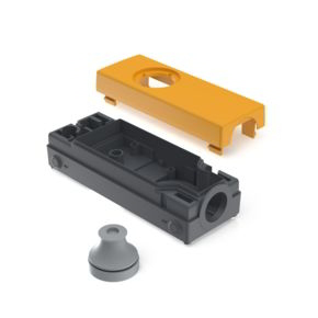 E-BOX MODULAR 1 hål 22mm. M20 i botten gul 250V